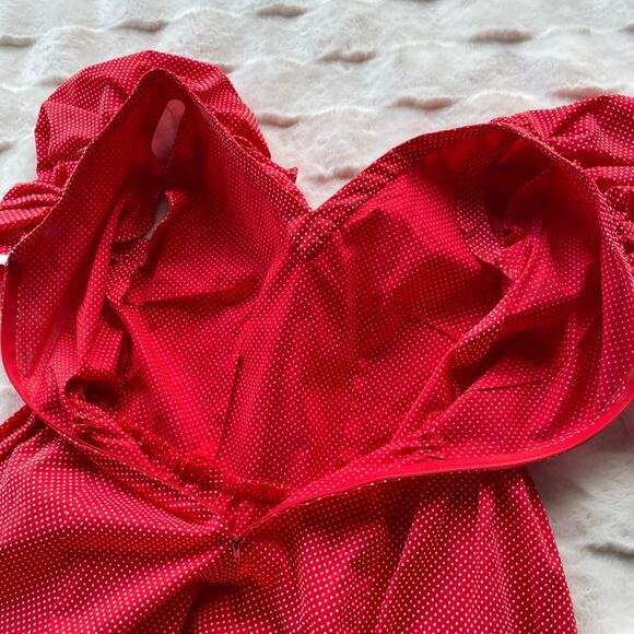 🔥Vintage 80s Swiss Polkadots Striped Ruffled Overlay Full Skirt Dopamine Dress - Picture 11 of 17